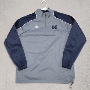 Michigan Wolverines Adidas Jacket Mens Large Gray Blue Colorblock 1/4-Zip Team